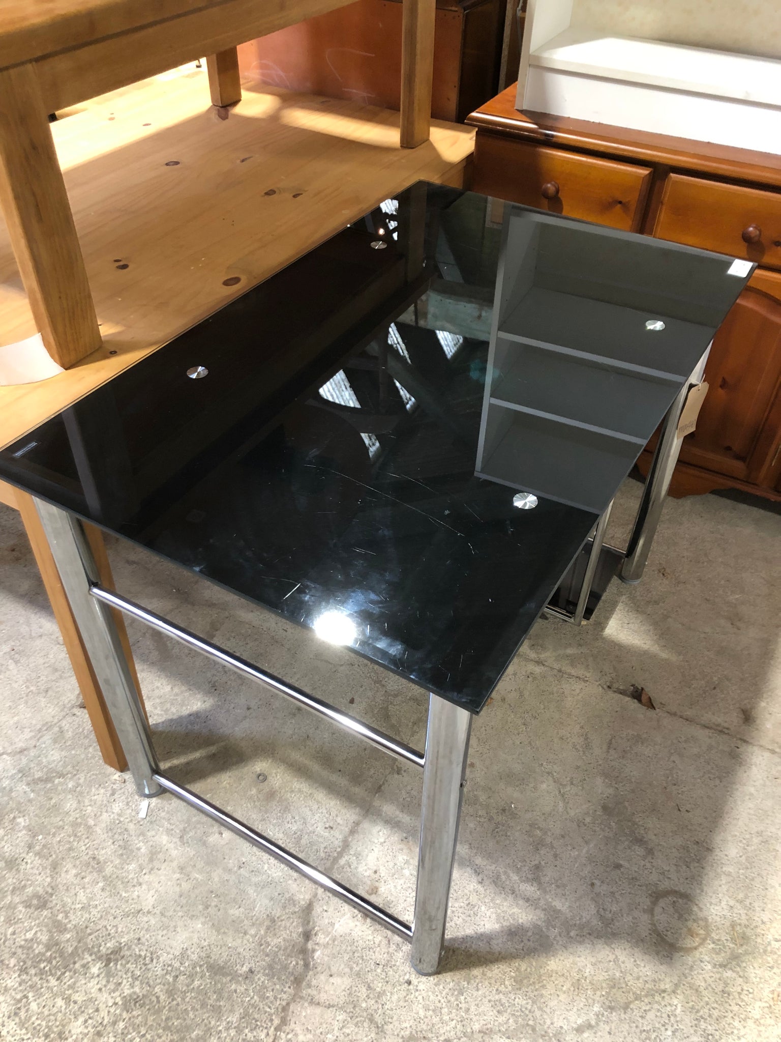 Black Metal Glass Desk