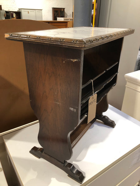 Antique Tiled Top Magazine Rack