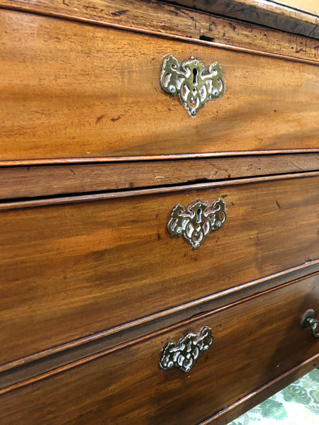 Vintage Oak Bureau with Polished Brass Hardware