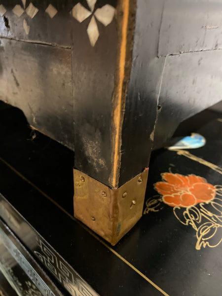 Chinese Mother of Pearl Black Lacquer Medicine Cabinet