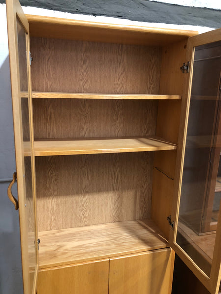 Tall Oak Veneer Display Cabinet
