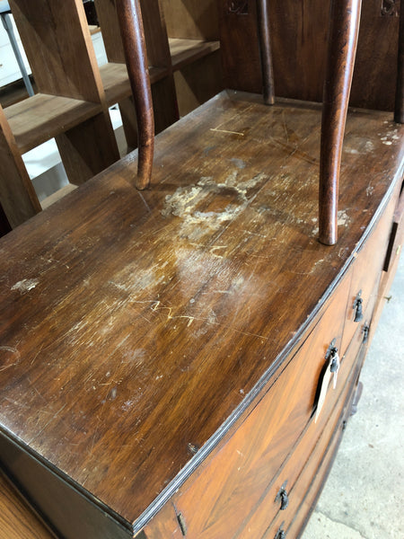 Bow Fronted Chest of 3 Drawers & Cupboard