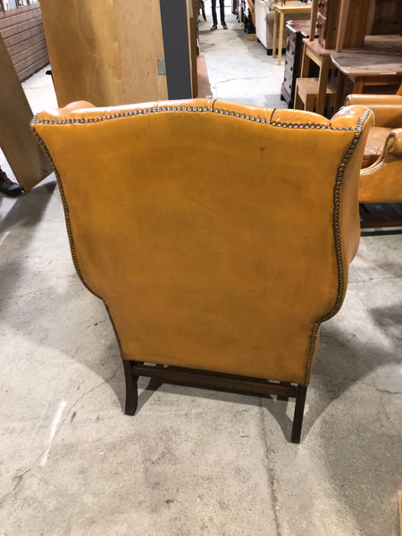 Soft Orange 1960’s Chesterfield Wingback Armchair