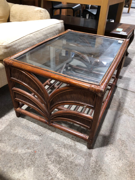 Cane & Glass Coffee Table