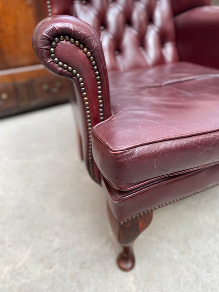 GHC - Oxblood Leather Button back Wingback Armchair