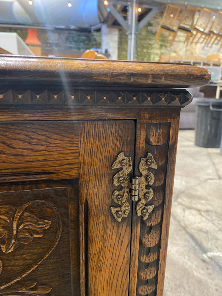 Carved Oak Leather Topped Desk