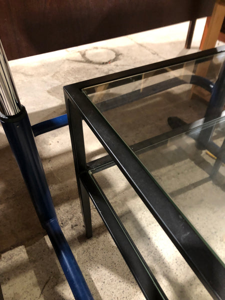 Glass Topped Metal Side Table