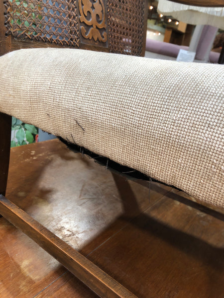 Antique Cane Back Needlepoint Seat Armchair