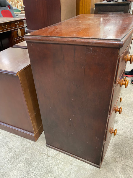 Antique Bow-Front Chest of 5 Drawers