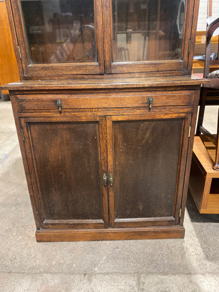 Antique Stained Oak Glazed Top Dresser