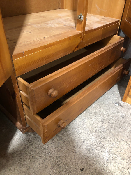 Pine Wardrobe with 2 Drawers