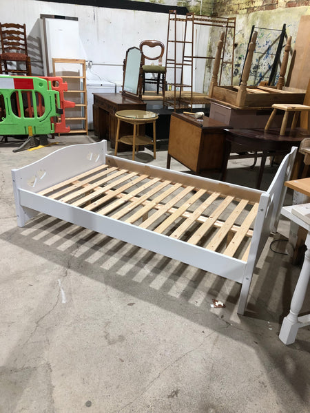 White Small Double Bed