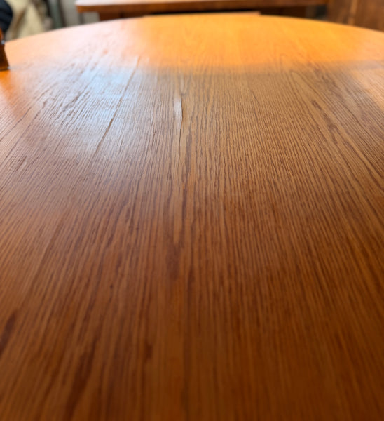 Oak Oval Dining Table With Grey Painted Pedestal Base