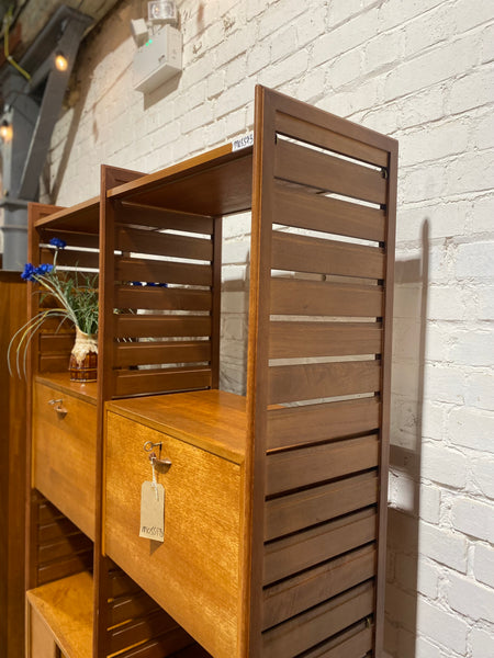 Vintage Staples Teak Ladderax 2 Bay Shelving Unit