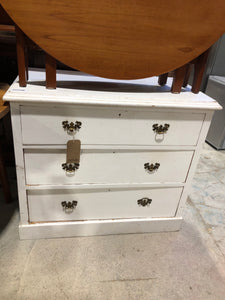 White Painted Pine Chest of 3 Drawers