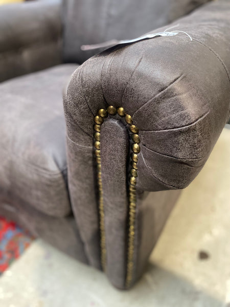DFS Grey Faux Leather Armchair with Studded Detail