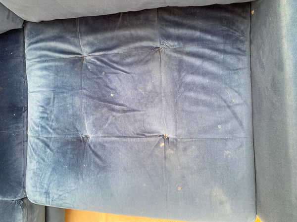 Blue Suede L Shaped Corner Sofa