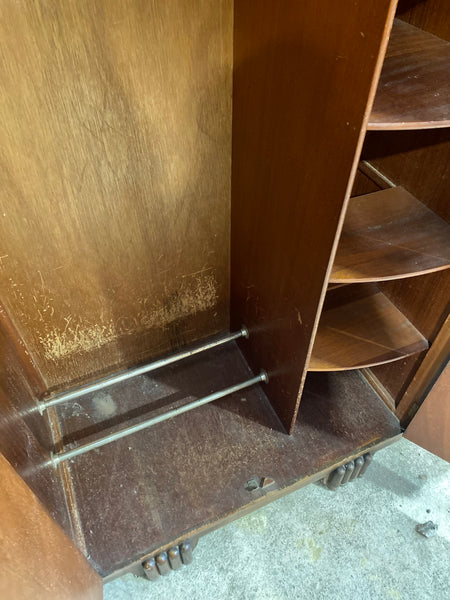 Small Vintage Art Deco Burr Fronted Gentleman’s Wardrobe