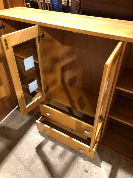 Wooden Sideboard with Square Decorative Glass Detail