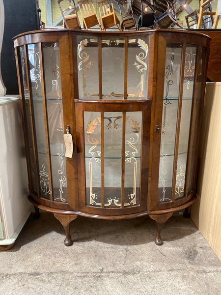 Vintage Bow Fronted Display Cabinet