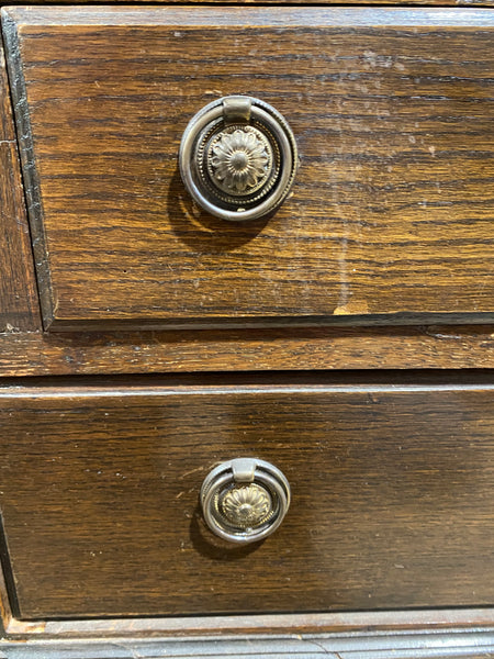 Tall Oak Bureau Display Cabinet