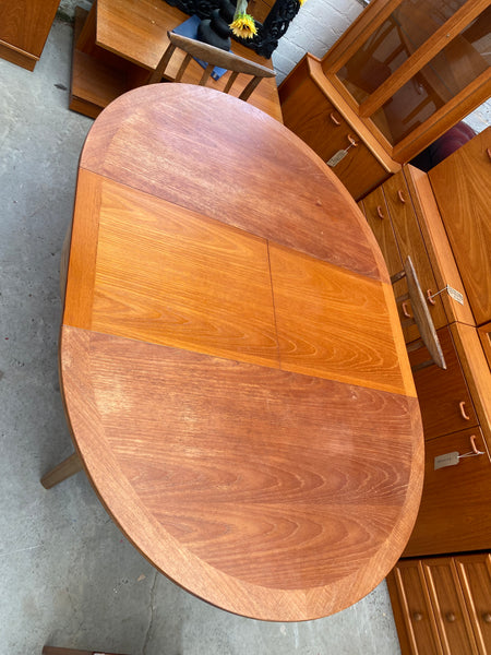 Mid Century Teak Round Extending Dining Table
