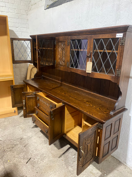 Wide Oak Carved Dresser