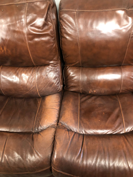 Brown Leather 3 Seater Recliner Sofa