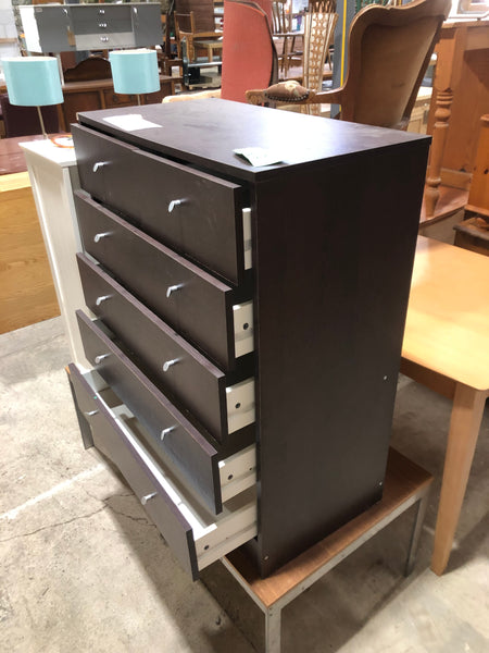 Dark Veneer Chest of Drawers - REF