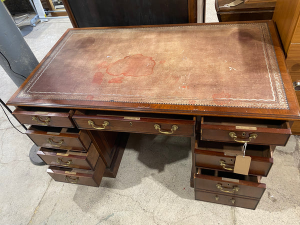 Vintage Leather Top Captains Desk