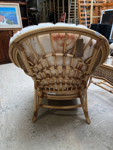 Bamboo Chair Pair, Coffee Table & Footstool