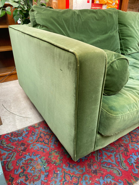 Green Velvet Sofa & Ottoman
