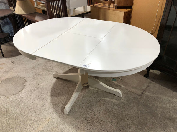 White Extendable Pedestal Dining Table
