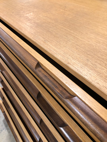 Mid Century Contrasting Wood Chest of Drawers