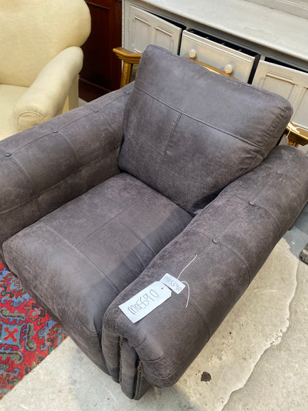 DFS Grey Faux Leather Armchair with Studded Detail