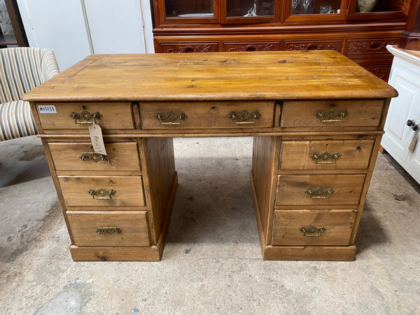 Rustic Pine Pedestal Desk