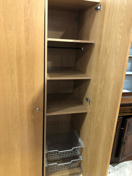 Slim Wood Effect Wardrobe with Drawers