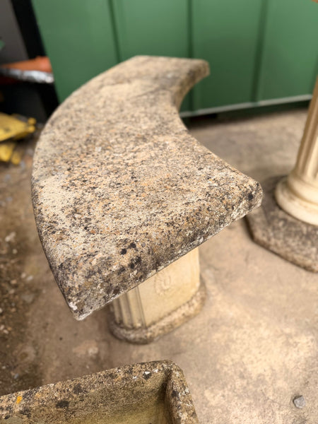Weathered Stone Outdoor Garden Table and Two Benches