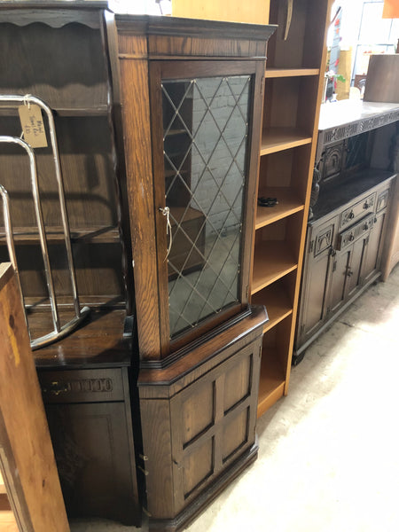 Dark Wood Corner Display Cabinet