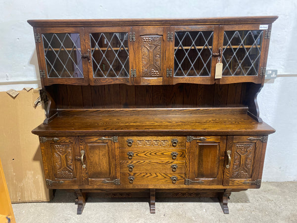 Wide Oak Carved Dresser