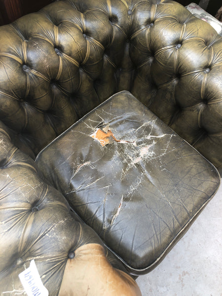 Green Leather Chesterfield Club Chair - PROJECT