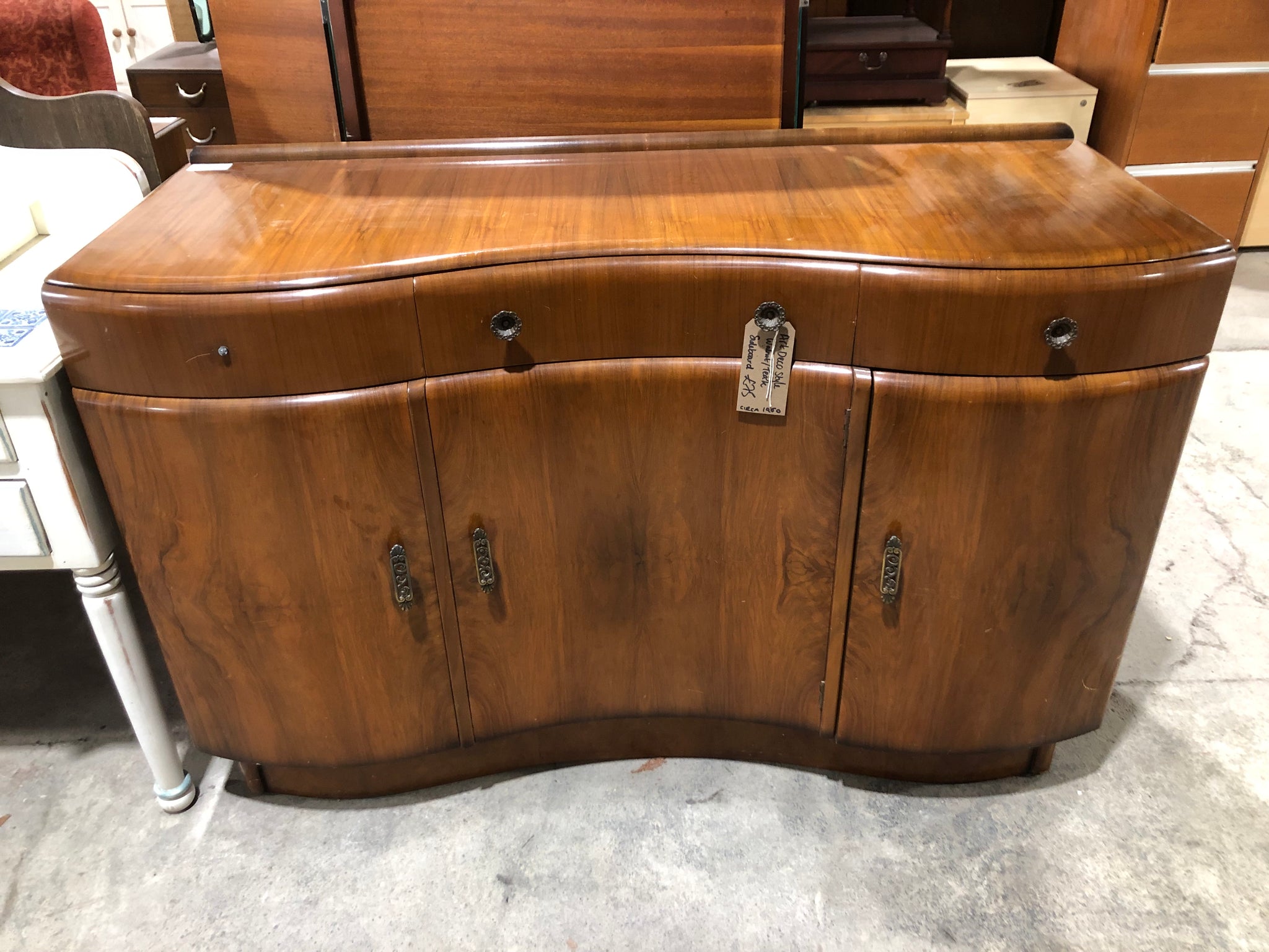 Art Deco Style Walnut and Teak Sideboard