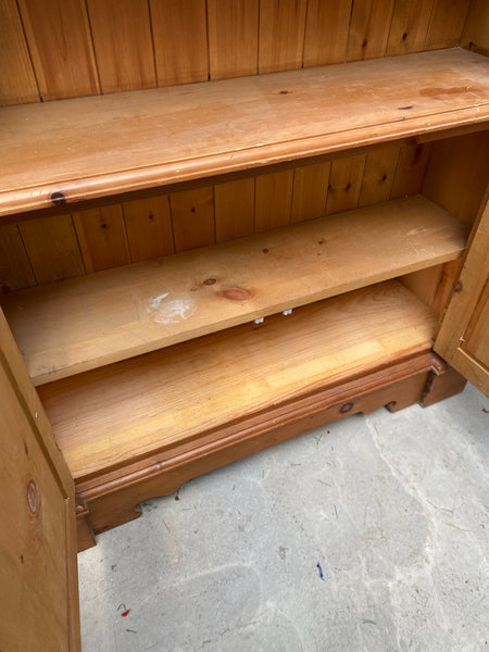 Solid Pine Bookcase with Cupboard