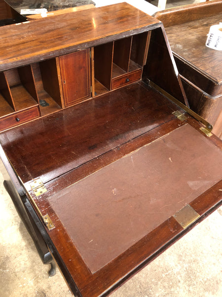 Vintage Oak Bureau with Inlaid Edging