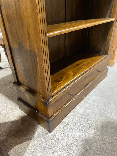 Tall Heavy Duty Carved Top Bookcase with Two Drawers