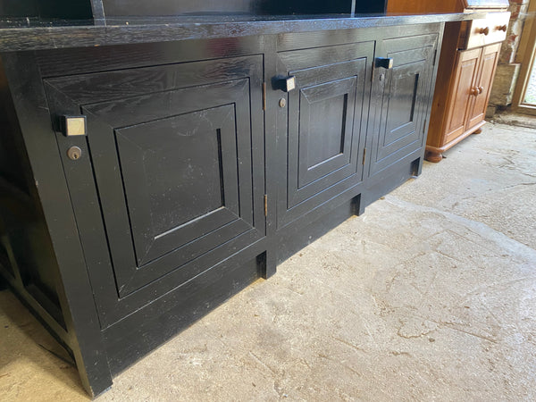 Custom Made Black Sideboard with Stained Glass