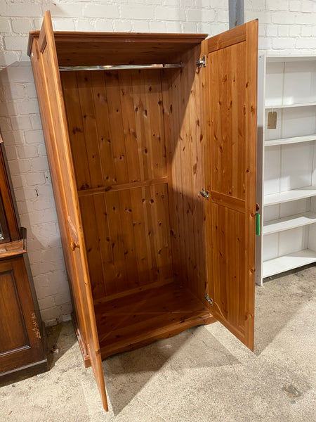 REF - Pine Double Wardrobe With Hanging Rail