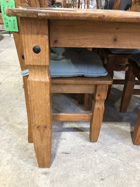 Wooden Dining Table & 6 Chairs - REF