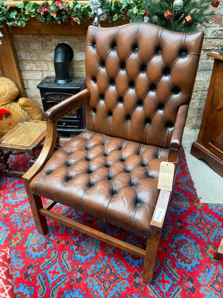 Faux Leather Buttonback Armchair