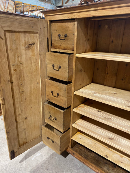 Large Rustic Pine Linen Cupboard Wardrobe